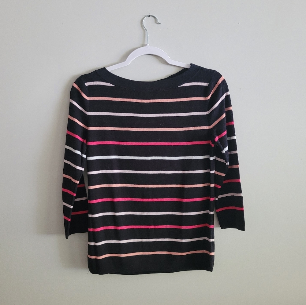 Talbots Black Striped Top